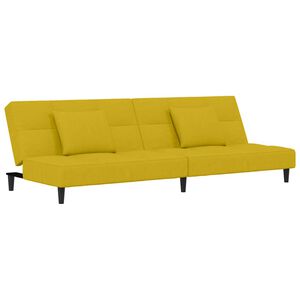 vidaXL 2-personers sovesofa med 2 puder fl&oslash;jl gul