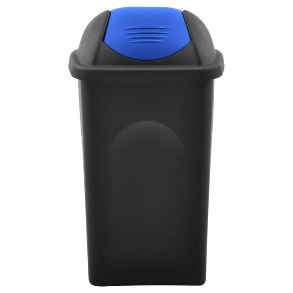vidaXL skraldespand med svingl&aring;g 60 l sort og bl&aring;