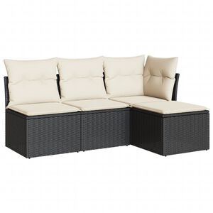 vidaXL sofas&aelig;t til haven 4 dele med hynder polyrattan sort