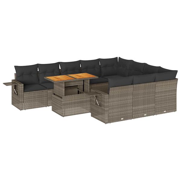 vidaXL lounges&aelig;t til haven 11 dele med hynder polyrattan gr&aring;