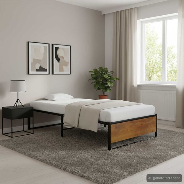 vidaXL sengestel 90x200 cm metal sort