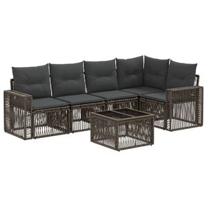 vidaXL Havesofa S&aelig;t 6 stk. Gr&aring; og M&oslash;rkegr&aring; polyrattan