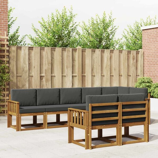 vidaXL Udend&oslash;rs sofagruppe med pude 8 pcs Naturlig og Antracit