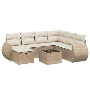 vidaXL sofas&aelig;t til haven 8 dele med hynder polyrattan beige