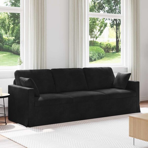 vidaXL Sofa Sort 228 x 78 x 80 cm Fl&oslash;jl