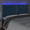 vidaXL sengegavl med LED-lys 200x5x118/128 cm fl&oslash;jl m&oslash;rkebl&aring;