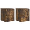 vidaXL V&aelig;gh&aelig;ngt Natbord med skuffe 2 pcs R&oslash;get eg 33 x 34,5 x 40 cm