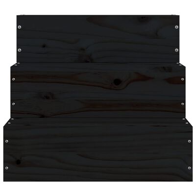 vidaXL kæledyrstrappe 40x37,5x35 cm massivt fyrretræ sort