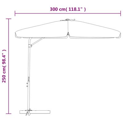 vidaXL udendørs parasol med stålstang 300 x 250 cm antracitgrå