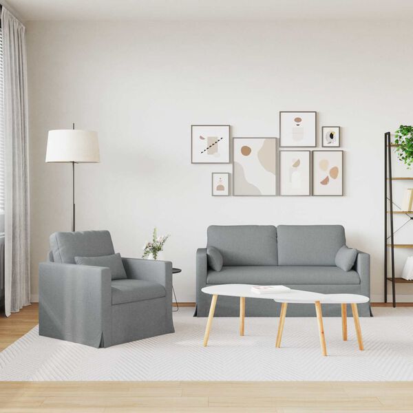 vidaXL Sofa 2 pcs Lysegr&aring; 158 x 78 x 80 cm Stof