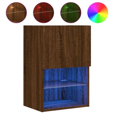 vidaXL tv-borde med LED-lys 2 stk. 40,5x30x60 cm brun egetræsfarve