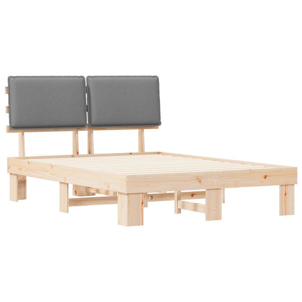 vidaXL Sengestel med Polstret Hovedgavl Lysegr&aring; 160 x 200 cm