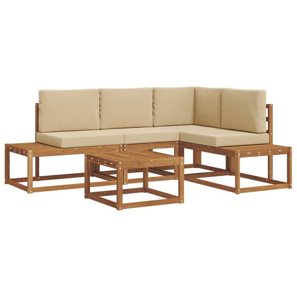 vidaXL Udend&oslash;rs sofagruppe med pude 5 Stk Naturlig og Beige