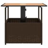 vidaXL havebord med parasolhul 55x55x46,5 cm polyrattan brun