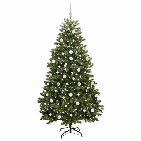 vidaXL Kunstigt juletr&aelig; med 300 LED'er Gr&oslash;n 210 cm PVC og metal
