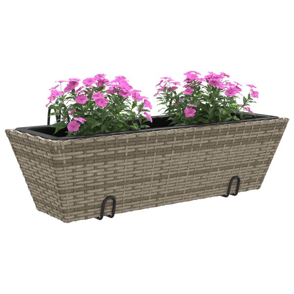 vidaXL plantekasser med kroge 2 stk. polyrattan gr&aring;