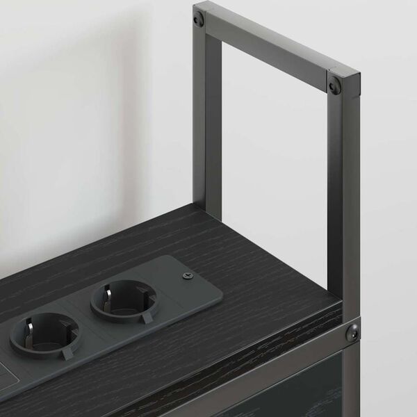 vidaXL Opbevaringshovedgavl med Opladningsstation Sort eg 120 cm