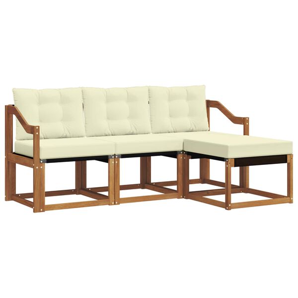 vidaXL Udend&oslash;rs sofagruppe med pude 4 pcs Naturlig og Fl&oslash;de