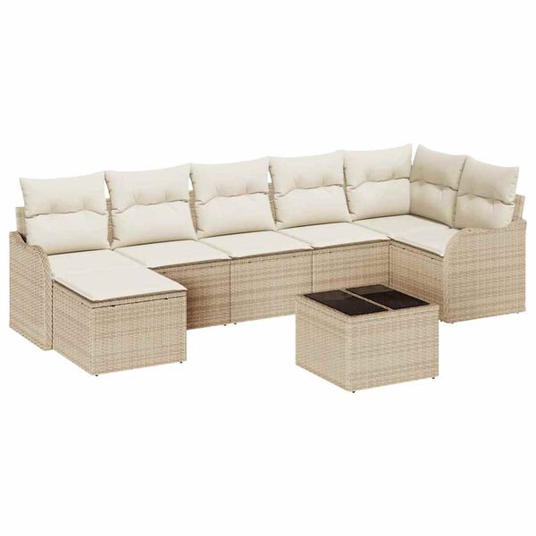 vidaXL Havesofa S&aelig;t Beige polyrattan