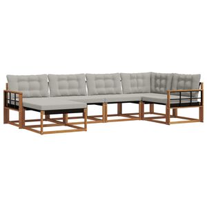vidaXL Udend&oslash;rs sofagruppe 6 pcs Naturlig og Lys Gr&aring; Massivt Akacietr&aelig;