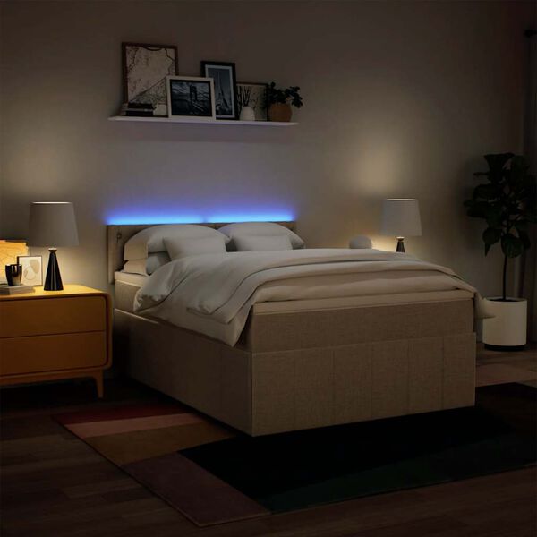 vidaXL kontinentalseng med madras 140x190 cm stof cremefarvet