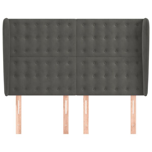 vidaXL sengegavl med kanter 147x23x118/128 cm fl&oslash;jl m&oslash;rkegr&aring;