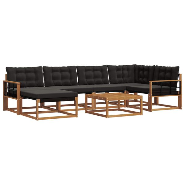 vidaXL Udend&oslash;rs sofagruppe 19 pcs Naturlig og sort Massivt Akacietr&aelig;