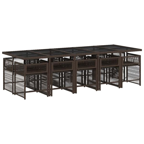 vidaXL spisebordss&aelig;t til haven 11 dele med hynder polyrattan brun