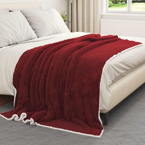 vidaXL Throw t&aelig;ppe Bordeaux R&oslash;d 150 x 200 cm Fleece
