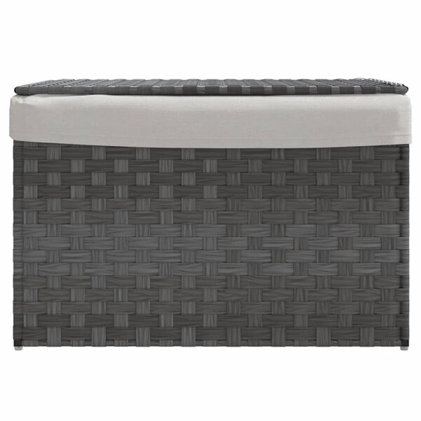 vidaXL vasketøjskurv med låg 55,5x35x34 cm polyrattan grå