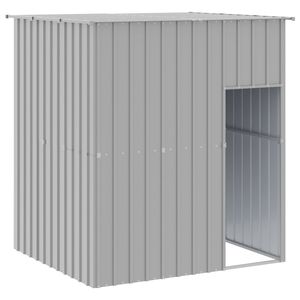 vidaXL hundehus med tag 165x153x181 cm galvaniseret st&aring;l lysegr&aring;