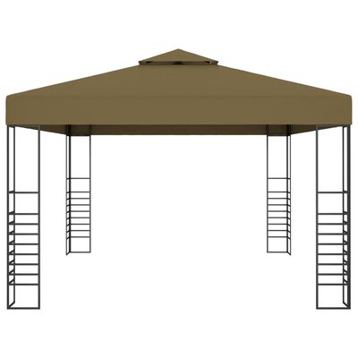 vidaXL pavillon med LED-lyskæder 3x4 m gråbrun