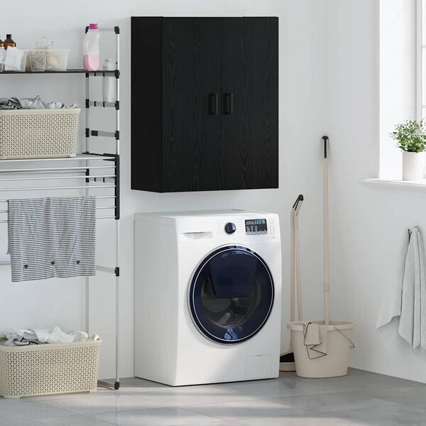 vidaXL Vægskab Vægmonteret Sort eg 69,5 x 34 x 90 cm Konstrueret træ