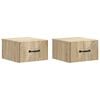 vidaXL V&aelig;gh&aelig;ngt Natbord med skuffe 2 pcs Sonoma-eg 34,5 x 33 x 20 cm