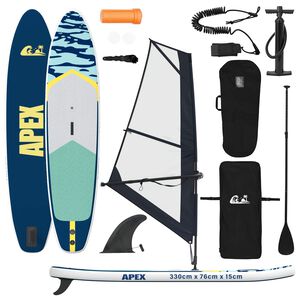 vidaXL Oppusteligt SUP Board med Sejl APEX 330 x 76 x 15 cm Bl&aring; til