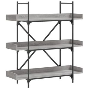 vidaXL bogreol 3 hylder 100x33x108,5 cm konstrueret tr&aelig; gr&aring; sonoma-eg