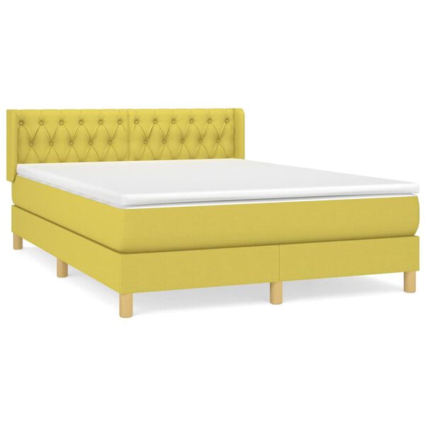 vidaXL kontinentalseng med madras 140x190 cm stof gr&oslash;n