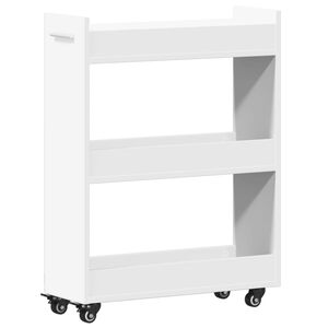 vidaXL skab med hjul 60x22x79 cm konstrueret tr&aelig; hvid