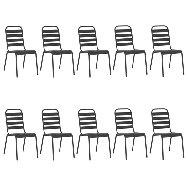 vidaXL spisebordss&aelig;t til haven 11 dele st&aring;l antracitgr&aring;