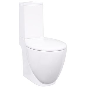vidaXL keramisk toilet afl&oslash;b i bunden rund hvid