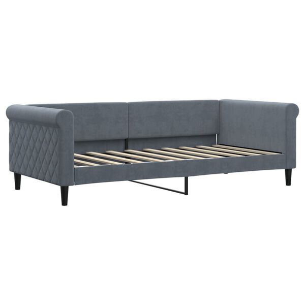 vidaXL daybed med madras 90x190 cm velour m&oslash;rkegr&aring;