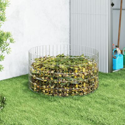 vidaXL kompostbeholder Ø100x50 cm galvaniseret stål