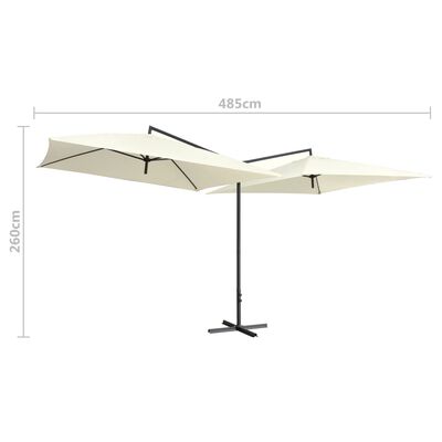 vidaXL dobbelt parasol med stålstang 250x250 cm sandfarvet