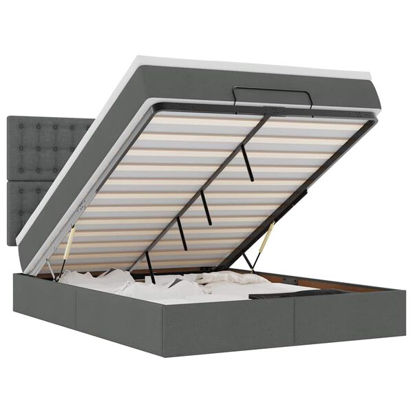 vidaXL osmannisk sengeramme med madras 140x200 cm stof m&oslash;rkegr&aring;