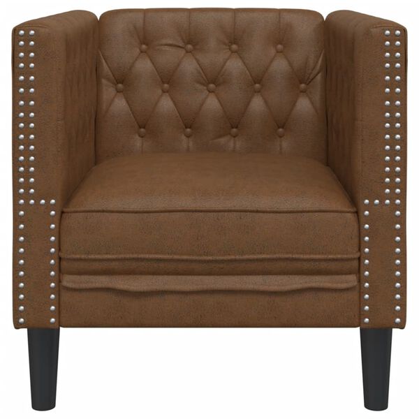 vidaXL Chesterfield-sofastol kunstlæder brun