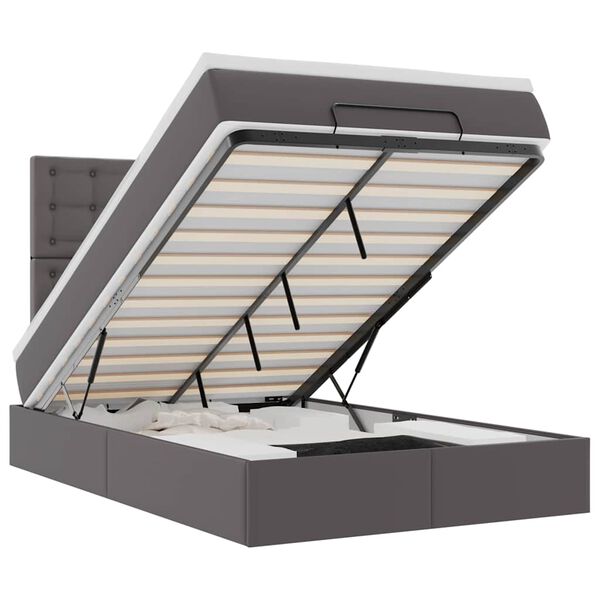 vidaXL osmannisk sengeramme med madras 120x190 cm kunstl&aelig;der gr&aring;