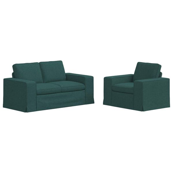 vidaXL Sofa 2 pcs M&oslash;rkegr&oslash;n 182 x 80 x 82 cm Stof