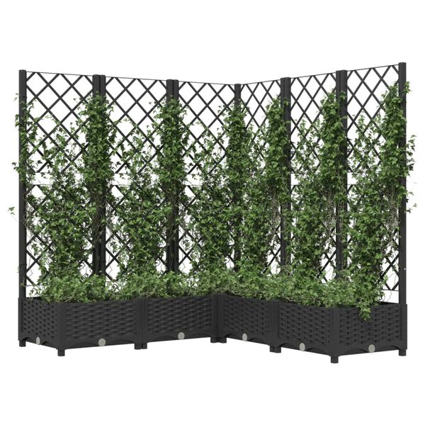 vidaXL plantekasse med espalier 120x120x121,5 cm PP sort