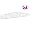 vidaXL buede gabionkurve 8 stk. 400x30x40/60 cm galvaniseret jern