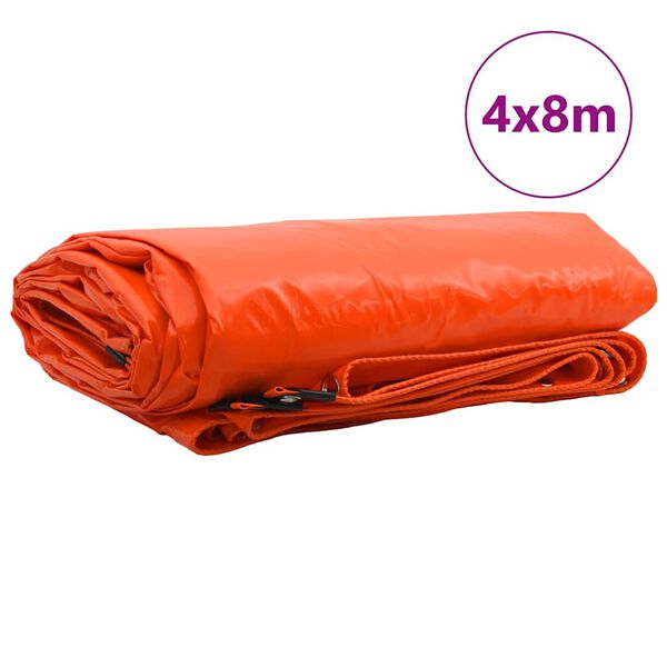vidaXL Tarpaulin 650g / m&sup2; Orange 4 x 8 m L&aelig;rred med PVC-bel&aelig;gning